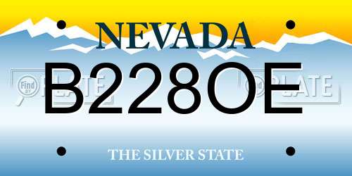 B228OE Nevada License Plate