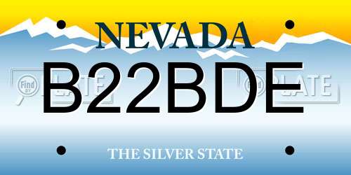 B22BDE Nevada License Plate
