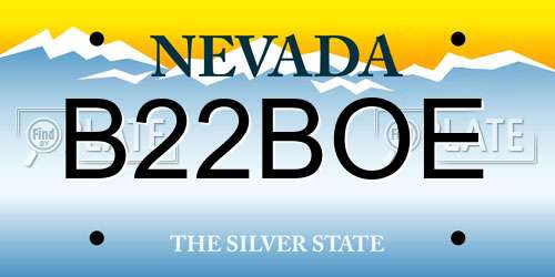 B22BOE Nevada License Plate