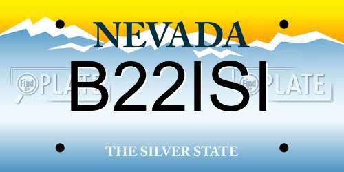 B22ISI Nevada License Plate