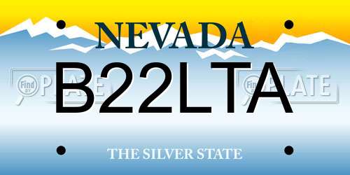 B22LTA Nevada License Plate
