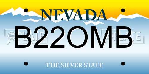 B22OMB Nevada License Plate