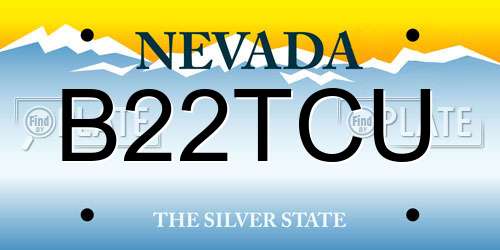 B22TCU Nevada License Plate