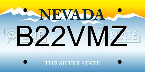 B22VMZ Nevada License Plate