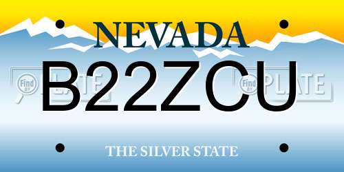 B22ZCU Nevada License Plate
