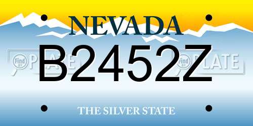 B2452Z Nevada License Plate