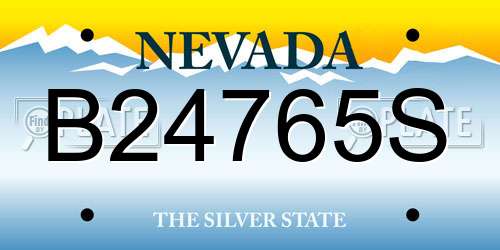 B24765S Nevada License Plate