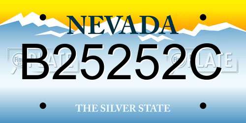 B25252C Nevada License Plate