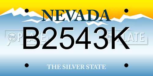 B2543K Nevada License Plate