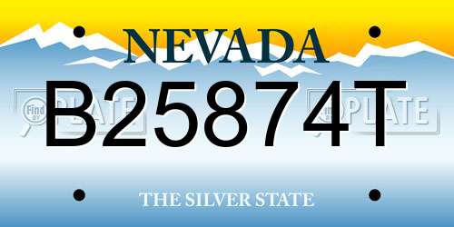 B25874T Nevada License Plate