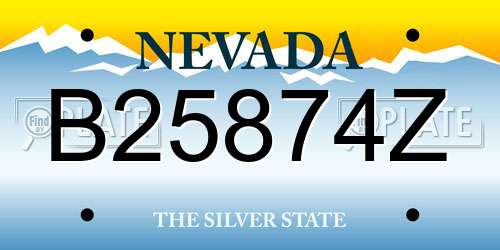 B25874Z Nevada License Plate