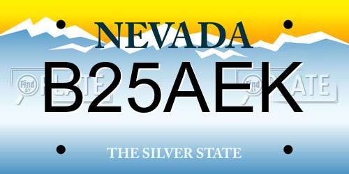 B25AEK Nevada License Plate