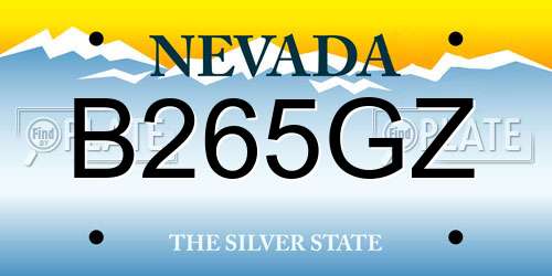 B265GZ Nevada License Plate