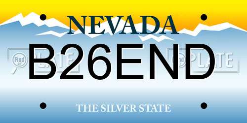 B26END Nevada License Plate