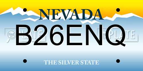 B26ENQ Nevada License Plate