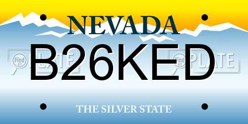 B26KED Nevada License Plate