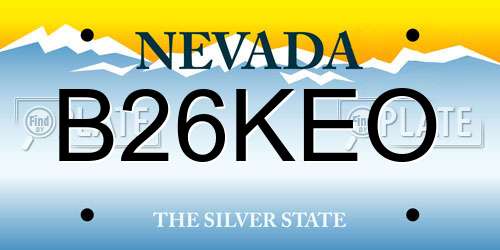 B26KEO Nevada License Plate
