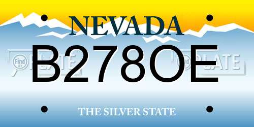 B278OE Nevada License Plate