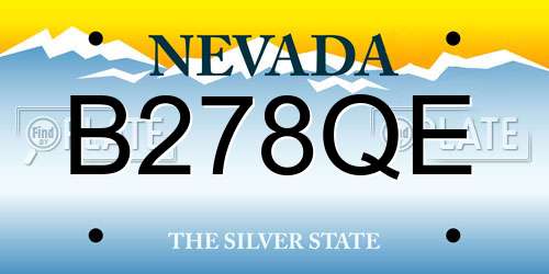 B278QE Nevada License Plate
