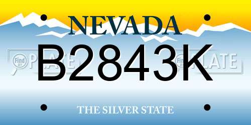 B2843K Nevada License Plate