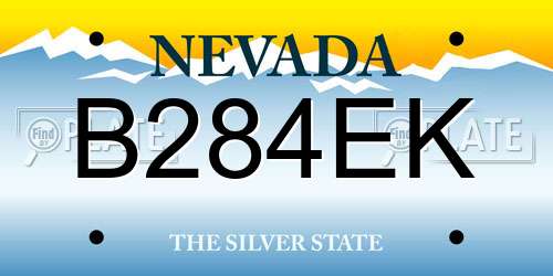 B284EK Nevada License Plate