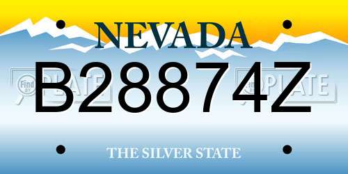 B28874Z Nevada License Plate