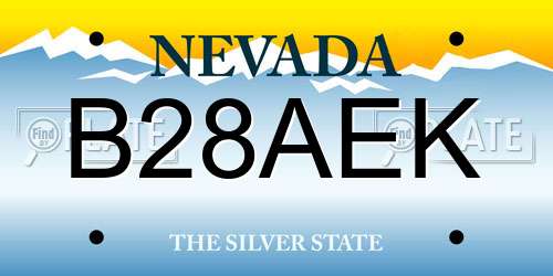 B28AEK Nevada License Plate