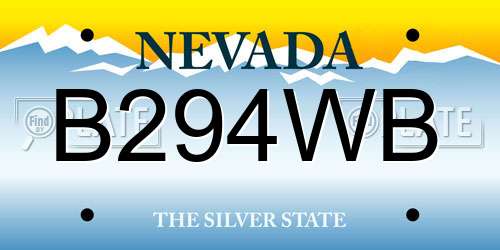 B294WB Nevada License Plate