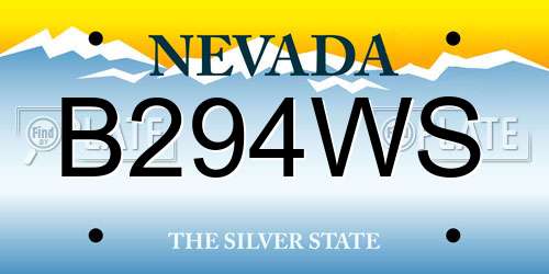 B294WS Nevada License Plate