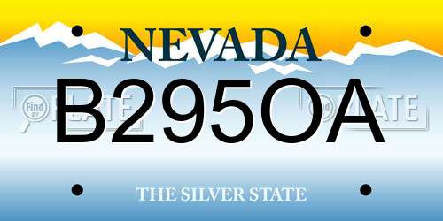 B295OA Nevada License Plate