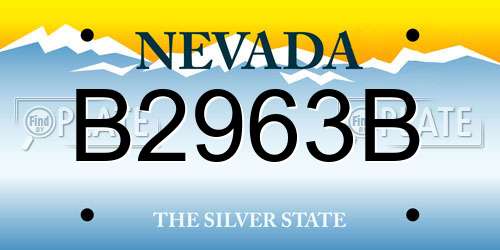 B2963B Nevada License Plate