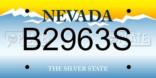 B2963S Nevada License Plate