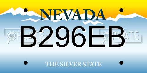 B296EB Nevada License Plate