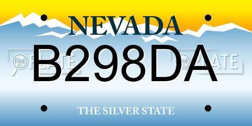 B298DA Nevada License Plate