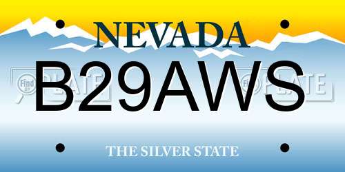 B29AWS Nevada License Plate
