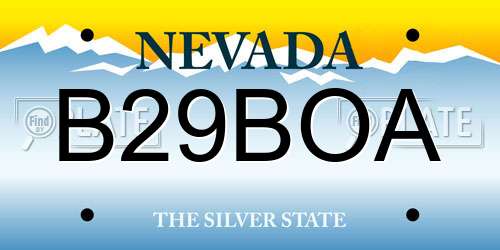 B29BOA Nevada License Plate