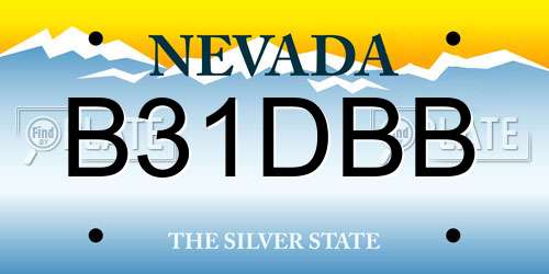 B31DBB Nevada License Plate