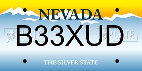 B33XUD Nevada License Plate