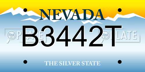 B3442T Nevada License Plate