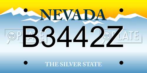 B3442Z Nevada License Plate