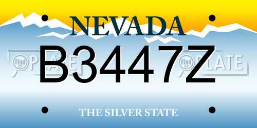 B3447Z Nevada License Plate
