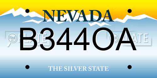 B344OA Nevada License Plate
