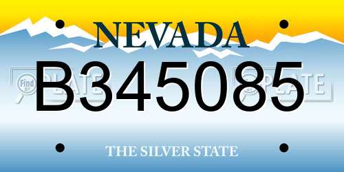 B345085 Nevada License Plate
