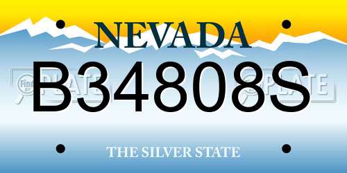 B34808S Nevada License Plate