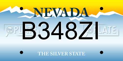B348ZI Nevada License Plate