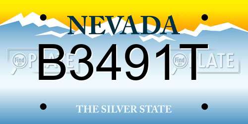 B3491T Nevada License Plate