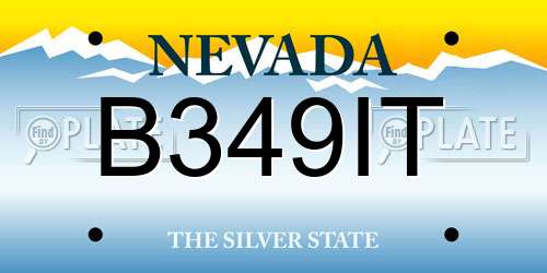 B349IT Nevada License Plate