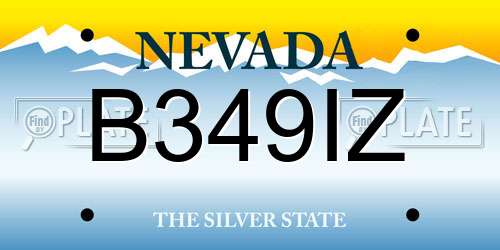 B349IZ Nevada License Plate