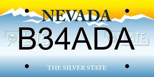 B34ADA Nevada License Plate