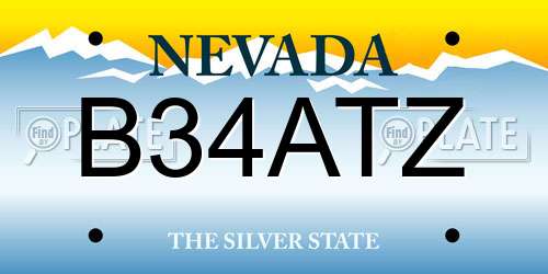 B34ATZ Nevada License Plate